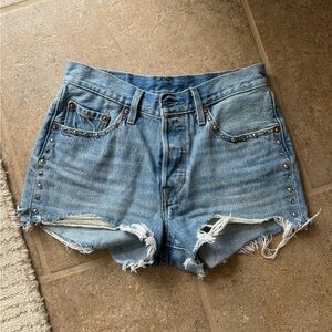 Embellished cut off Levi 501 shorts
